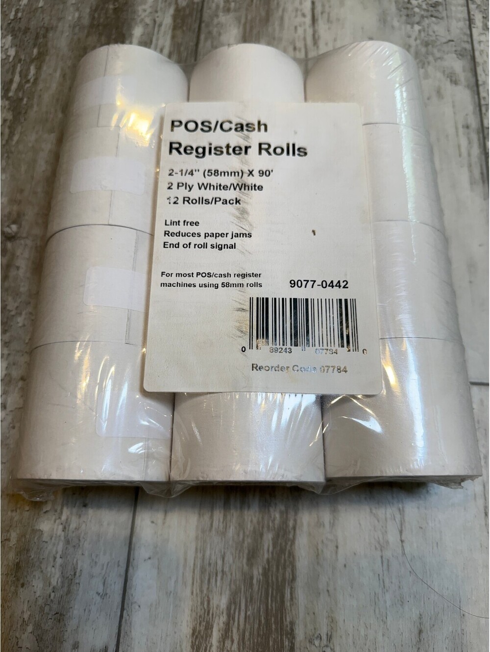 POS Cash Register Paper Rolls 2-1/4" x 90' 2 Ply 12 Pack New
